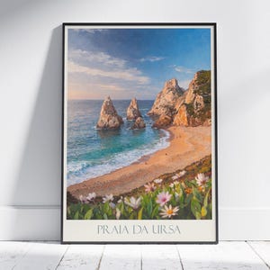 Stampa di viaggio Praia da Ursa ~ Poster di viaggio in Portogallo / Arte murale dipinta e arredamento per la casa / Stampa personalizzata con cornice / Regalo di viaggio per le vacanze