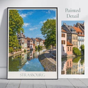 Strasbourg Travel Print ~ France Travel Poster | Painted Wall Art & Home Decor | Framed Personalized Print | Vacation Travel Gift
