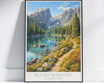 Rocky Mountain National Park Print: Colorado Travel Poster, Alpine Lake Vista