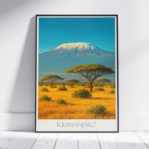 Kilimanjaro Travel Poster, Tanzania Art Print | African Safari Home Decor | Vintage Mountain Landscape Gift