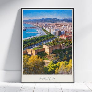 Malaga Travel Print ~ Spain Travel Poster | Painted Wall Art Print & Home Decor | Framed Personalized Print | Vacation Travel Gift