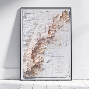 Bryce Canyon National Park Karte ~ Flache 2D Vintage Relief Druck ~ Utah Poster Wand Kunst Dekor Topographie