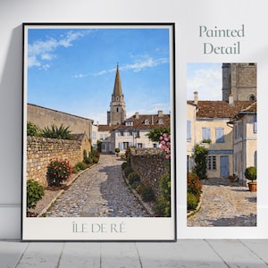 Impresión de viaje de la Isla de Ré ~ Póster de viaje de Francia / Arte mural pintado y decoración del hogar / Impresión personalizada enmarcada / Regalo de viaje de vacaciones
