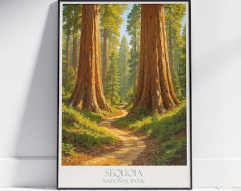 Impresión artística del Parque Nacional Sequoia: Póster de viaje a California
