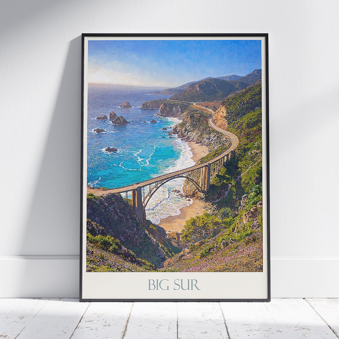 Big Sur Travel Poster: Bixby Bridge, California Coastal Art - Etsy