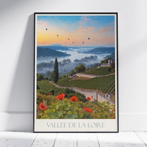 Loiretal Reise-Druck ~ Frankreich-Reise-Plakat | Gemalte Wandkunst & Wohnkultur | Gerahmter personalisierter Druck | Urlaub Reise Geschenk