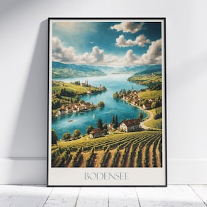 Bodensee Travel Print ~ Germany Travel Poster | Painted Wall Art Print & Home Decor | Framed Personalized Print | Vacation Travel Gift