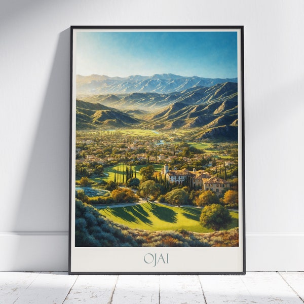 Ojai Travel Print ~ California Travel Poster | Painted Wall Art Print & Home Decor | Framed Personalized Print | Vacation Travel Gift