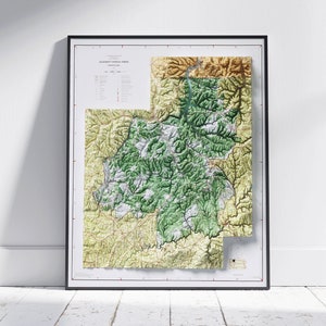 Allegheny National Forest (Pennsylvania) ~ Gearceerde reliëfkaart platte 2D-print ~ Poster Wall Art Decor topografie