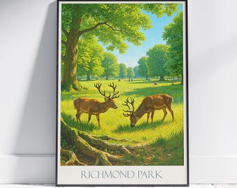 Richmond Park Travel Print, London ~ Poster Travel Wall Art Home Decor Gift Personalized Framed