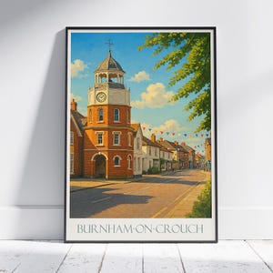 Burnham-on-Crouch Travel Poster, Clock Tower Art ~ Essex Town Print & Home Decor | Vintage Style Wall Art Gift