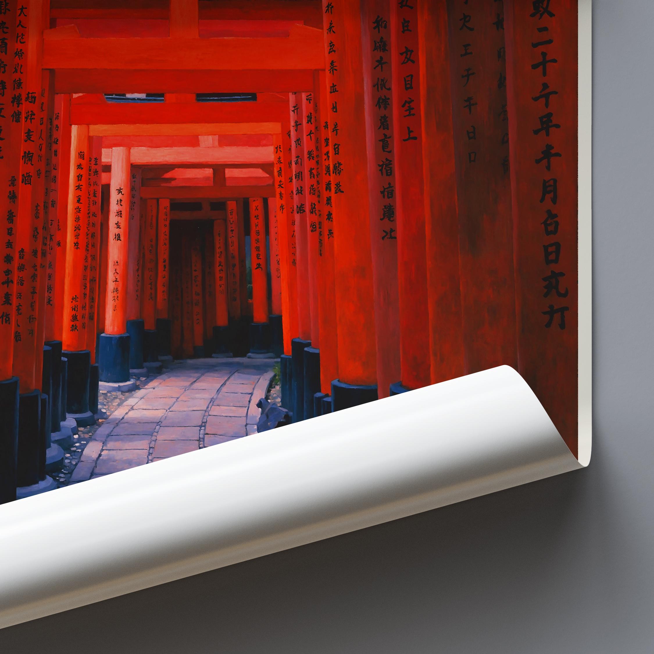 Fushimi Inari Print: Kyoto Japan Travel Poster, Vermilion Torii