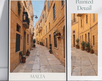 Malta Travel Poster: Vintage Mediterranean Street Art Print
