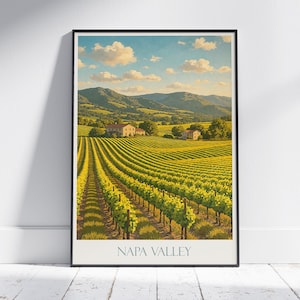 Napa Valley Travel Print ~ California Travel Poster | Painted Wall Art & Home Decor | Framed Personalized Print | Vacation Travel Gift