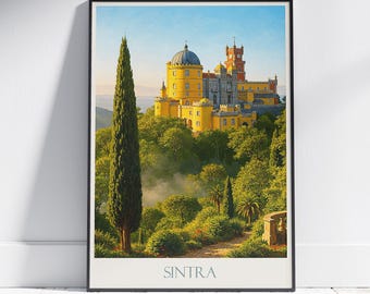 Pena Palace Portugal Art Print: Vintage Sintra Travel Poster