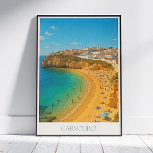 Carvoeiro Portugal Travel Poster | Algarve Beach Wall Art Print | Vintage Coastal Decor | Portuguese Vacation Gift