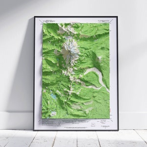 Mount Everest, Oregon ~ Vintage Shaded Relief Flache 2D Karte ~ Poster Wand Kunst Dekor Topographie