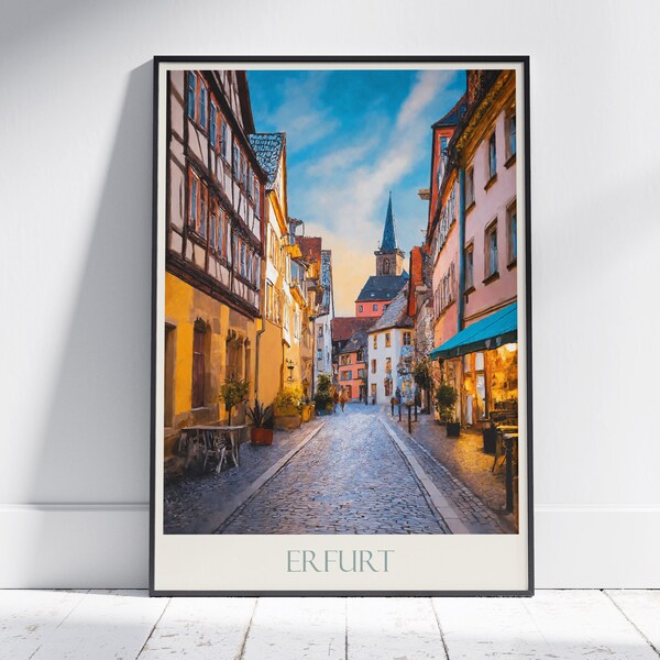 Erfurt Travel Print ~ Germany Travel Poster | Painted Wall Art Print & Home Decor | Framed Personalized Print | Vacation Travel Gift