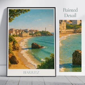 Biarritz Travel Print ~ France Travel Poster | Painted Wall Art & Home Decor | Framed Personalized Print | Vacation Travel Gift