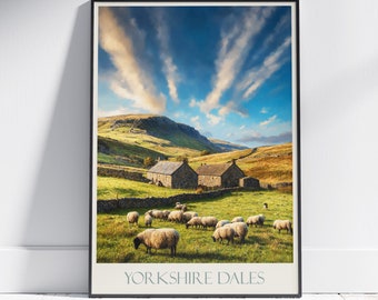 Yorkshire Dales Travel Print ~ Travel Poster | Painted Wall Art Print & Home Decor | Framed Personalized Print | Vacation Travel Gift