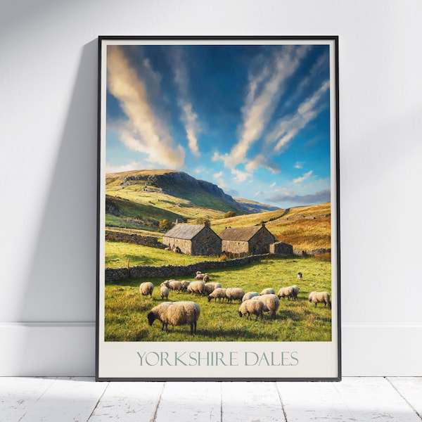 Yorkshire Dales Travel Print ~ Travel Poster | Painted Wall Art Print & Home Decor | Framed Personalized Print | Vacation Travel Gift