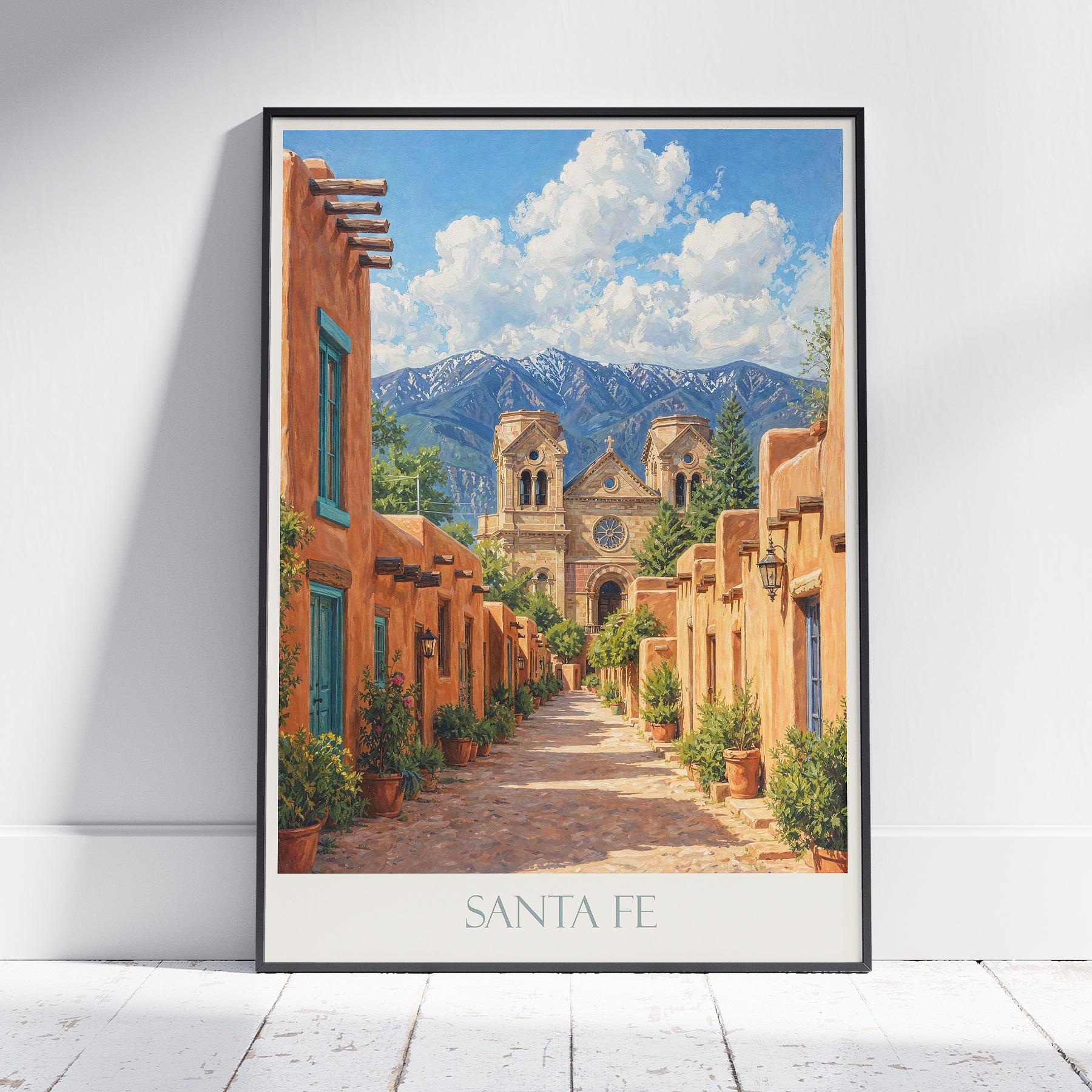 サンタフェ旅行ポスター：ニューメキシコ州の壁画アート - Etsy 日本