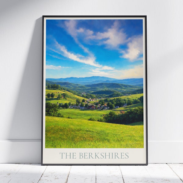 The Berkshires Travel Print ~ Massachusetts New England Travel Poster Wall Art Home Decor Gift Personalized Framed