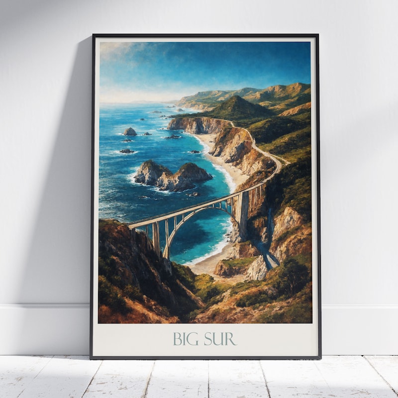 Wall Editions – Poster 'Visit Big Sur' Di Henry Rivers, 50x70 Cm, Stampa Su Carta Opaca 200g, Stile Vintage
