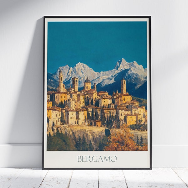 Bergamo Travel Print ~ Italy Travel Poster | Painted Wall Art & Home Decor | Framed Personalized Print | Vacation Travel Gift