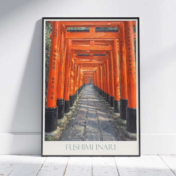 Fushimi Inari Print: Kyoto Japan Travel Poster, Vermilion Torii