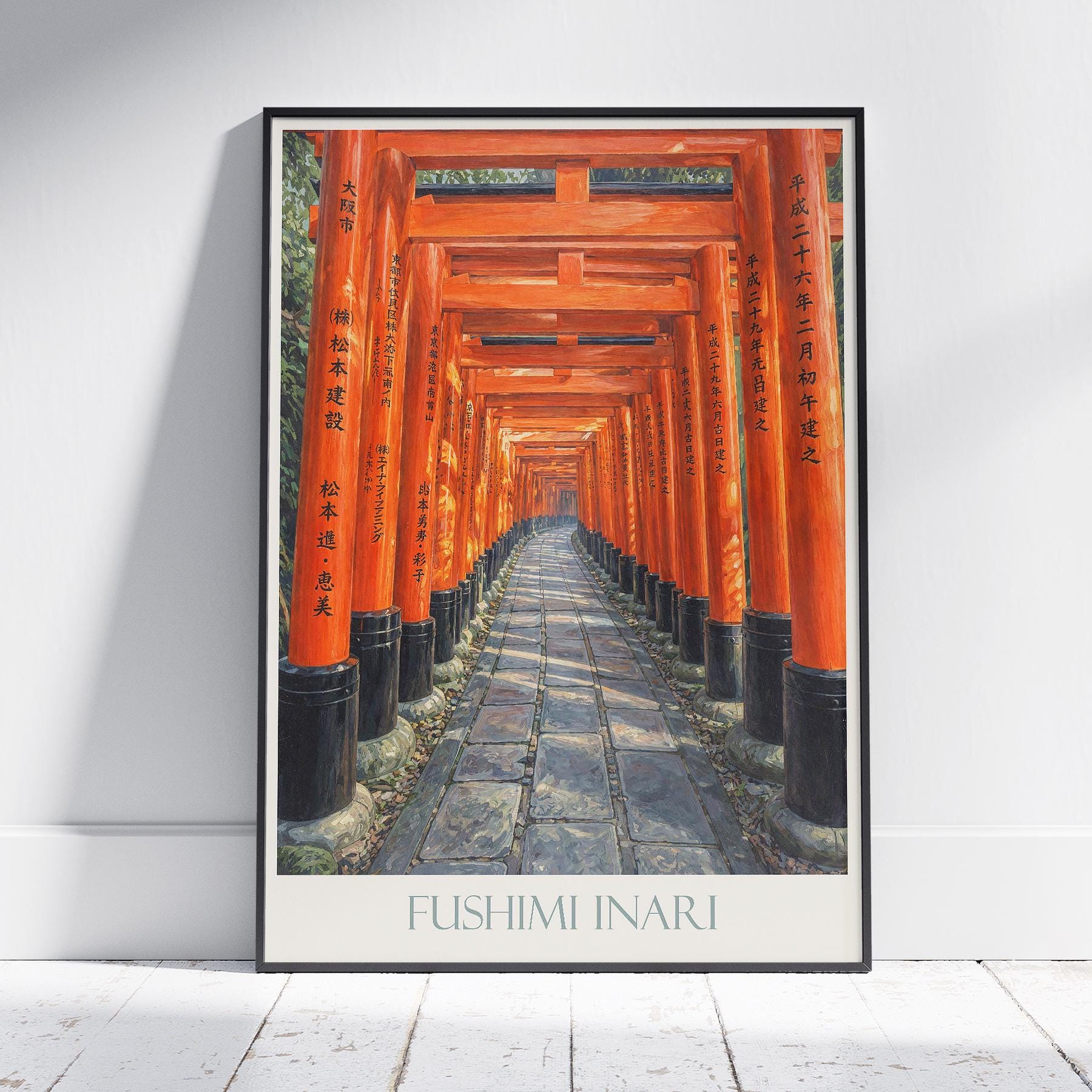Fushimi Inari Print: Kyoto Japan Travel Poster, Vermilion Torii