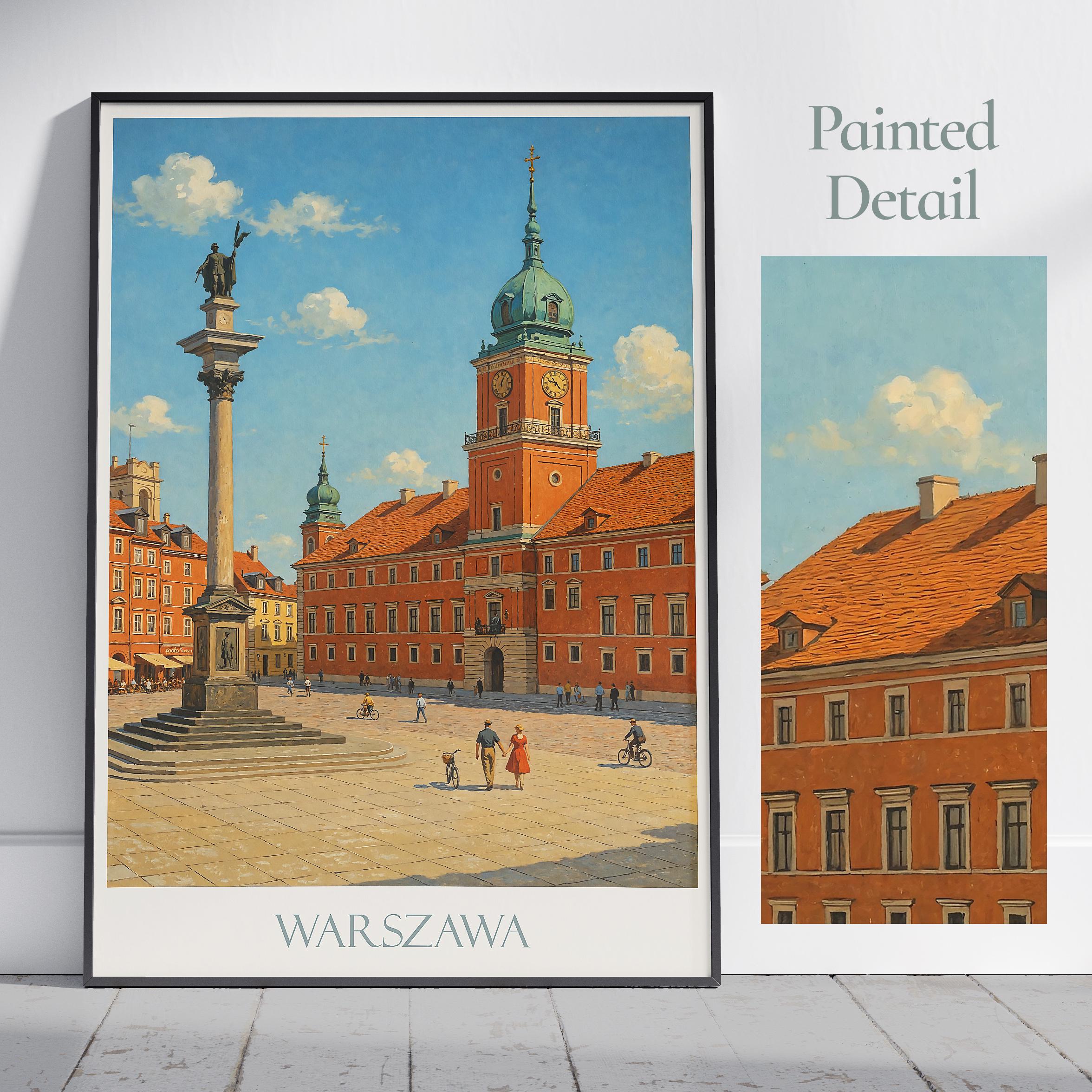 ワルシャワ旅行プリント～ポーランド旅行ポスターウォールアートホーム