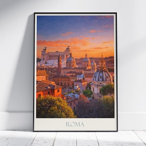 Stampa di viaggio di Roma ~ Poster di viaggio romano in Italia / Arte murale dipinta e arredamento per la casa / Stampa personalizzata con cornice / Regalo di viaggio per le vacanze