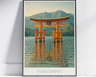 Quadro Su Vetro Pixxprint - Torii Gate A Miyajima Giappone - 70x100 Cm - Vero Vetro Con Sospensione - Made In Germany