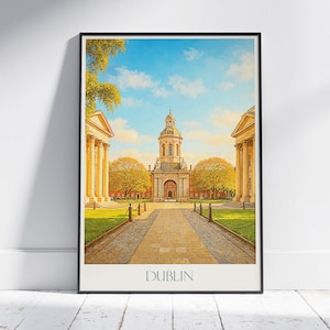 Trinity College Dublin Travel Poster, Ireland ~ Iconic Campus Wall Art | Fall Decor Print | Gift for Dublin Lovers