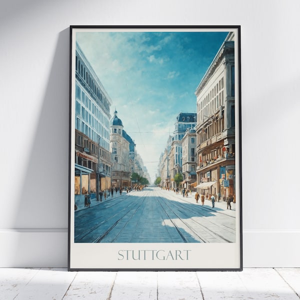 Stuttgart Travel Print ~ Germany Travel Poster | Painted Wall Art Print & Home Decor | Framed Personalized Print | Vacation Travel Gift