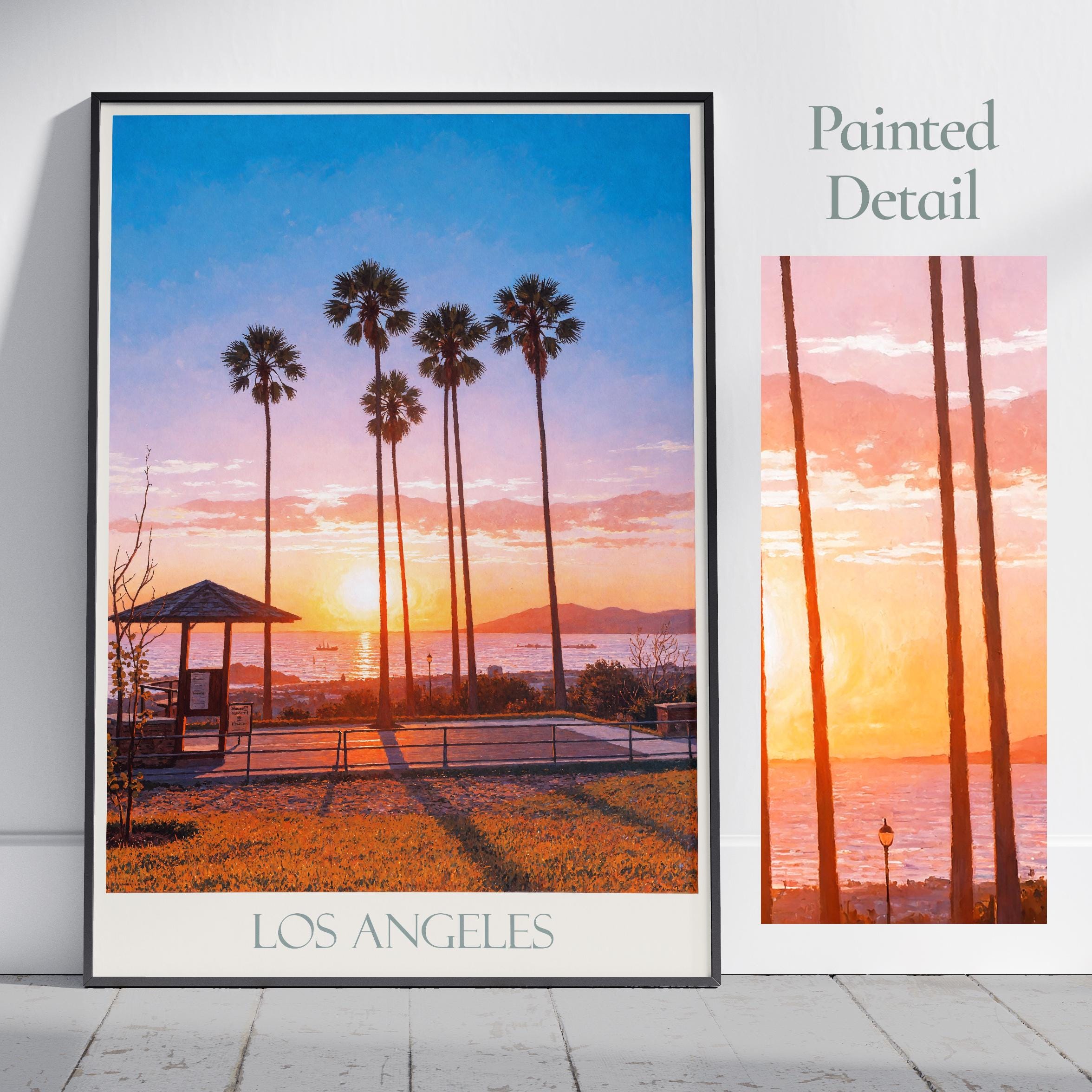 Los Angeles Travel Print ~ Vintage Style Personalized California Travel Poster Wall Art Home Decor Gift Framed