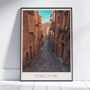 Dubrovnik Travel Print ~ Croatia Travel Poster | Painted Wall Art & Home Decor | Framed Personalized Print | Vacation Travel Gift