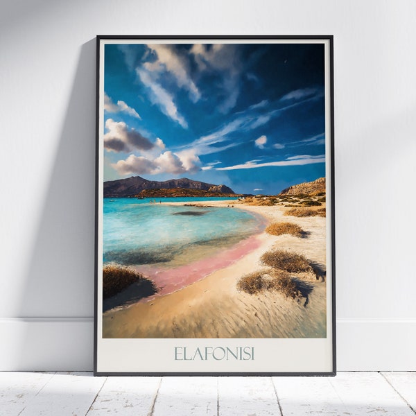 Elafonisi Travel Print, Elafonissi ~ Greece Travel Poster Wall Art Home Decor Gift Personalized Framed