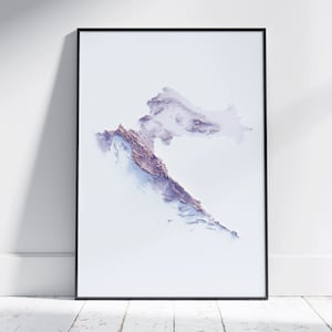Kroatië ~ platte 2D minimalistische topografische kaartafdruk ~ gearceerde reliëfposter muurkunst modern decor