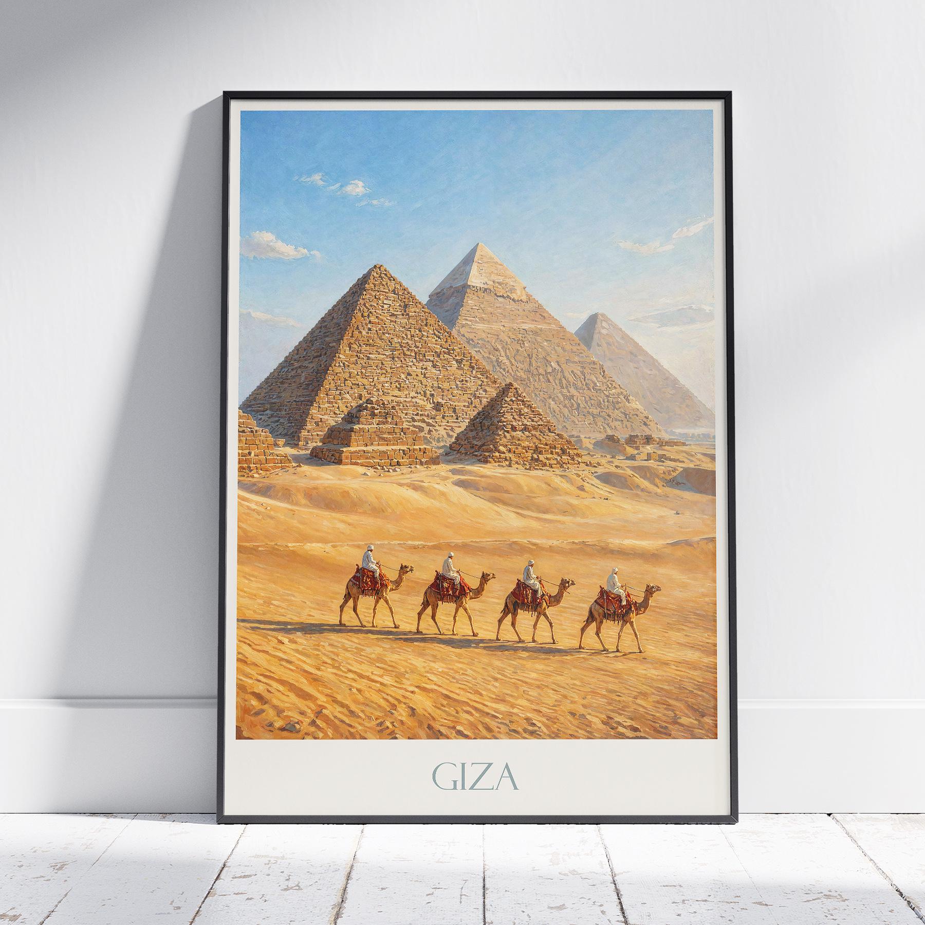 ギザのピラミッド旅行ポスター：エジプトの壁画アート - Etsy 日本