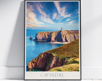 Cap Fréhel Travel Print ~ France Travel Poster | Painted Wall Art & Home Decor | Framed Personalized Print | Vacation Travel Gift