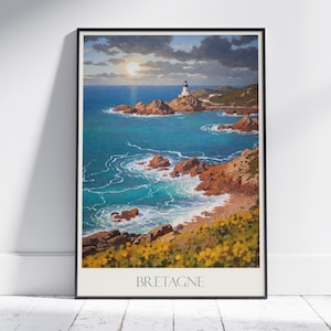 Impressão de viagem da Bretanha ~ Pôster de viagem da França | Arte de parede pintada e decoração para casa | Impressão personalizada emoldurada | Presente de viagem de férias