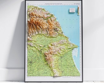 North Yorkshire Moors & Scarborough Coast Map: Vintage Style Art Print