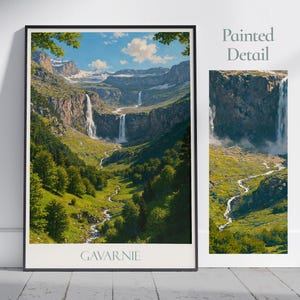 Gavarnie Reise-Druck ~ Frankreich-Reise-Plakat | Gemalte Wandkunst & Wohnkultur | Gerahmter personalisierter Druck | Urlaub Reise Geschenk