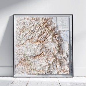 Yosemite National Park ~ Vintage Style Flache 2D Shaded Relief Map Print Poster Wandkunst Dekor