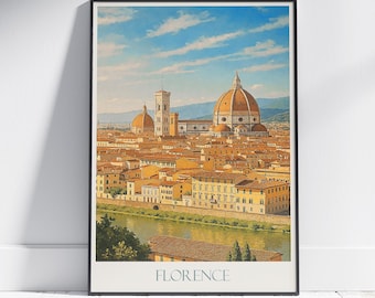 Florence Cathedral Print: Italy Travel Poster, Tuscan Art