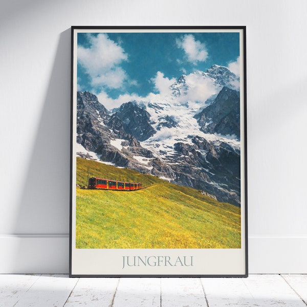 Jungfrau Travel Print ~ Zwitserland Reizen Poster Gepersonaliseerde Alpen Wall Art Home Decor Cadeau Ingelijst