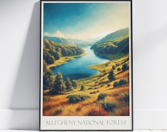 Allegheny National Forest Travel Print ~ Pennsylvania Travel Poster Wall Art Home Decor Gift Personalized Framed