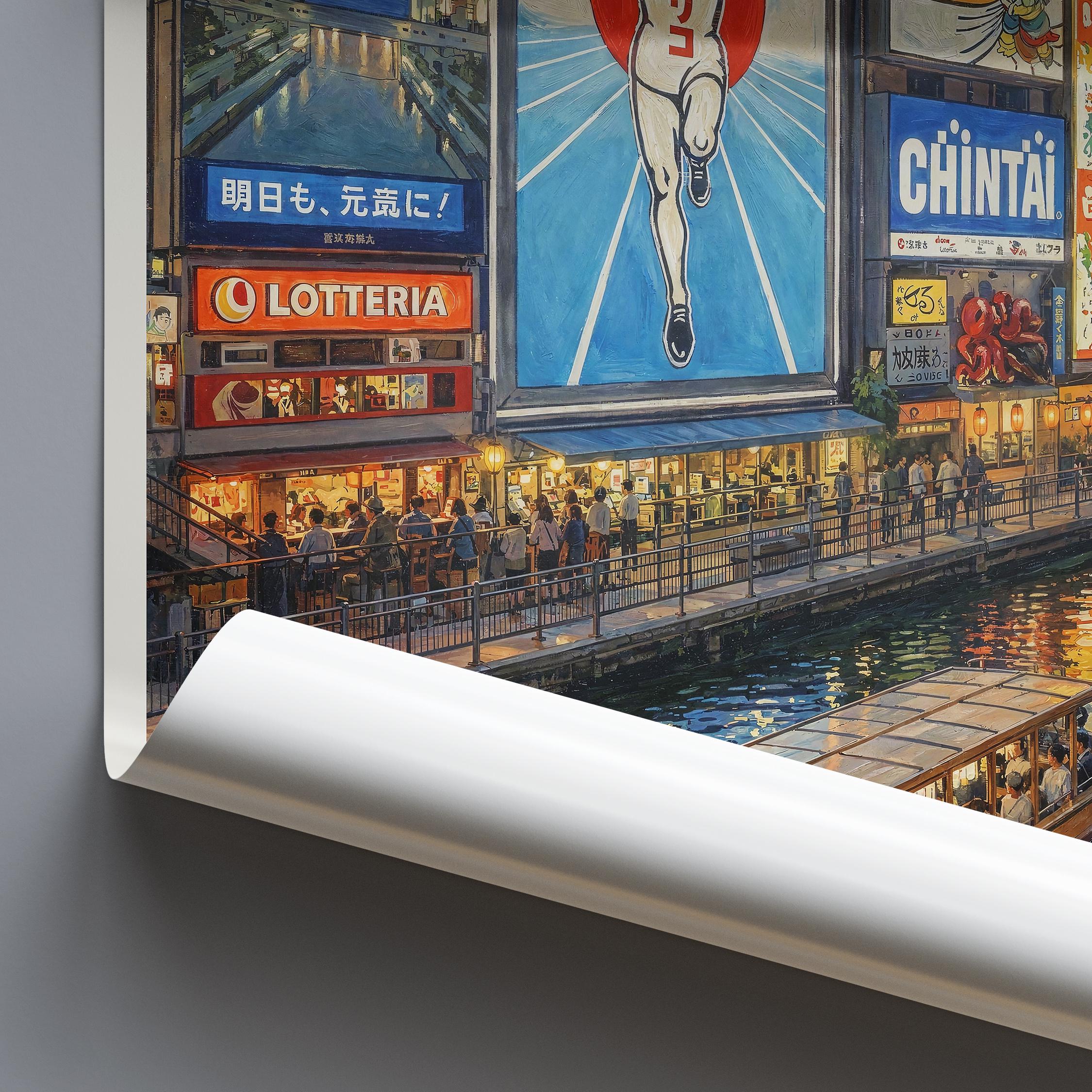 道頓堀の夜景アートプリント：大阪・日本旅行ポスター - Etsy 日本